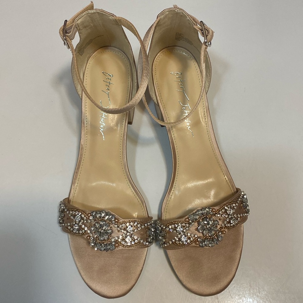 Betsey Johnson embellished satin heels